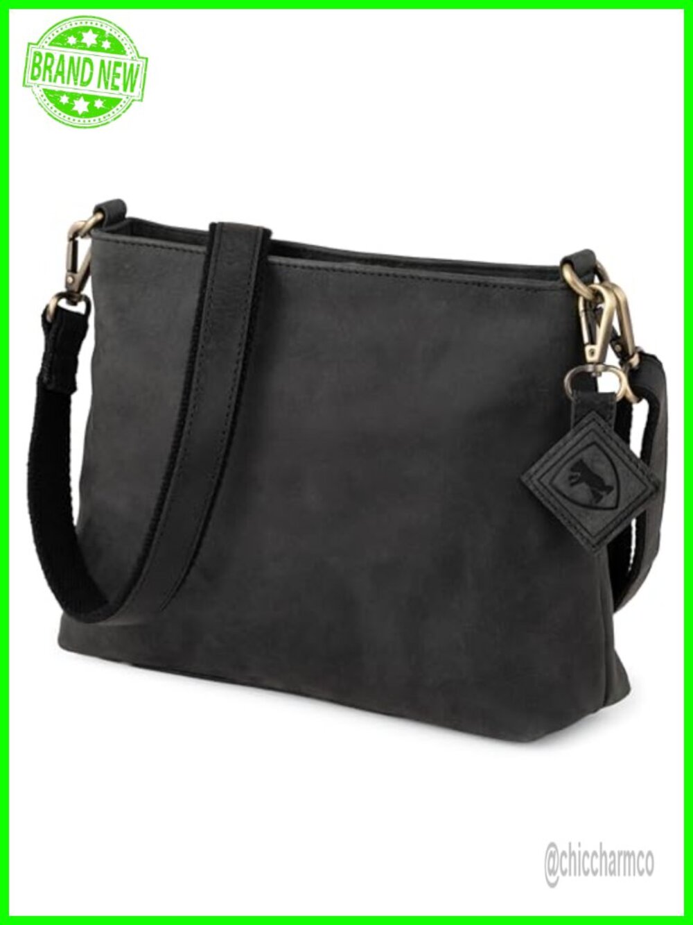 Full Grain Buffalo Leather Crossbody Shoulder Bag with Pouch